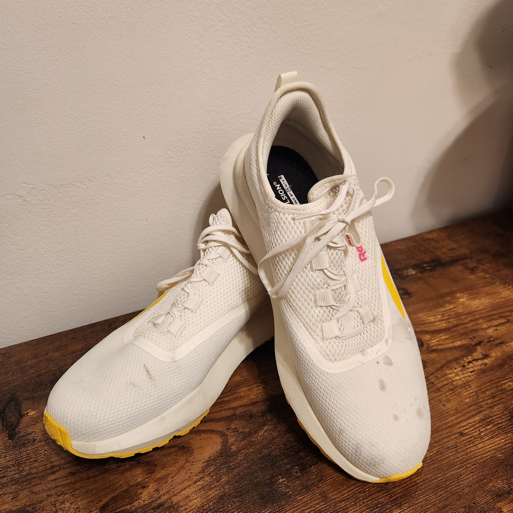 White and Yellow Sneakers